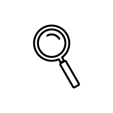 Beyaz arkaplanda arama simgesi izole edildi. Cam vektör simgesi. Büyüteç simgesini ara. Fin.