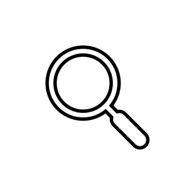 Beyaz arkaplanda arama simgesi izole edildi. Cam vektör simgesi. Büyüteç simgesini ara. Fin.