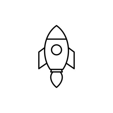 Roket vektör simgesi beyaz arkaplanda izole edildi. Kavram Simgesini Başlat. Başlangıç ico