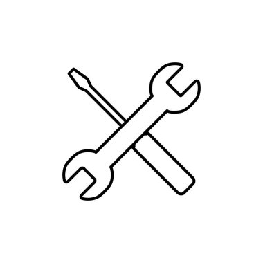 Beyaz arkaplanda onarım simgesi izole edildi. İngiliz anahtarı ve tornavida simgesi. Ayarlar vektör simgesi. Maintenanc