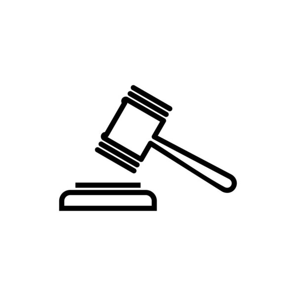 Значок молотка выделен на белом фоне. Вектор иконок молота. Вектор иконы аукциона "Судья Гейвл". Би
