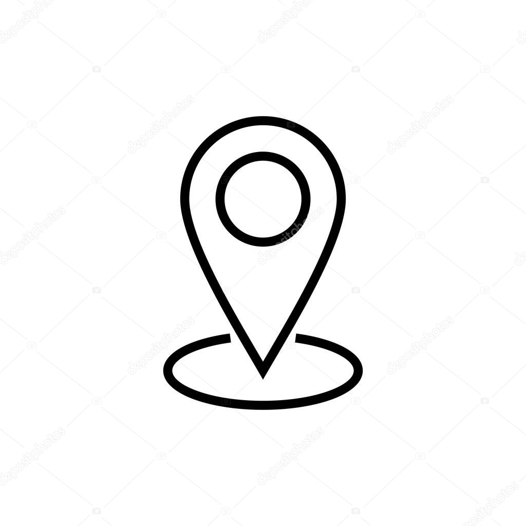 Pin icon isolated on white background. Location icon. Map pointer icon. Point. Locator. Addres