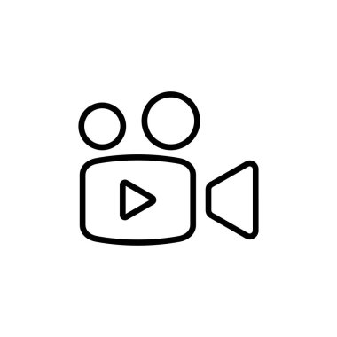 Video kamera simgesi beyaz arkaplanda izole edildi. Video kamera vektör simgesi. Kamera Simgeleri. Film tabelası. Sinema