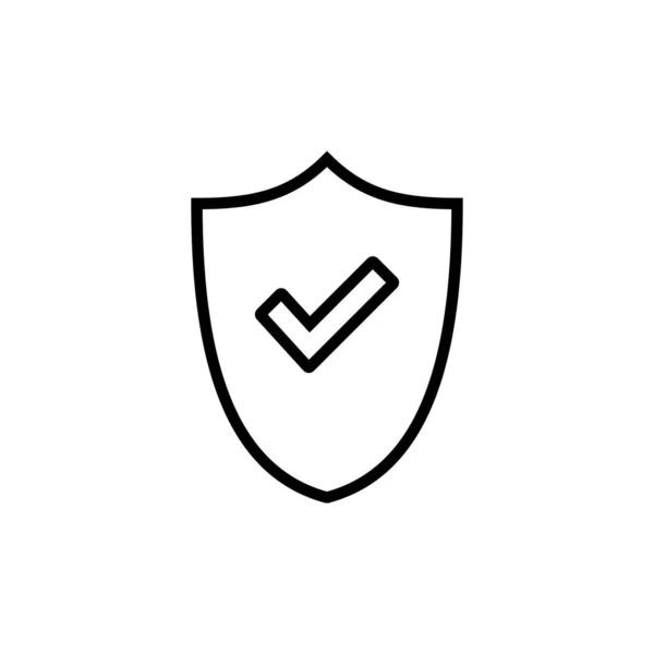 白の背景に隔離されたシールドチェックマークのロゴアイコン 保護承認サイン 安全なアイコンのベクトル — ストックベクタ