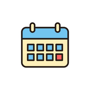 Takvim simgesi beyaz arkaplanda izole edildi. Takvim sembolü. Takvim vektör simgesi. Son teslim tarihi. Randevu. Tim.