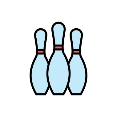 Bowling oyunu Pin Icon beyaz arkaplanda izole edildi. Bowling ikonu, top ve pi
