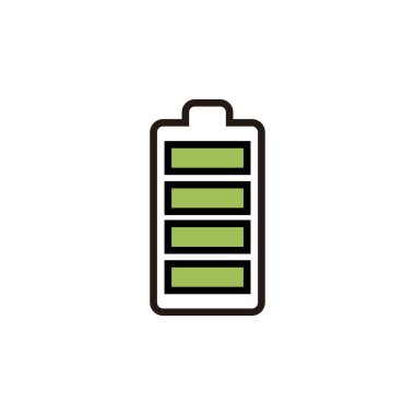 Batarya simgesi beyaz arkaplanda izole edildi. Batarya vektörü ico