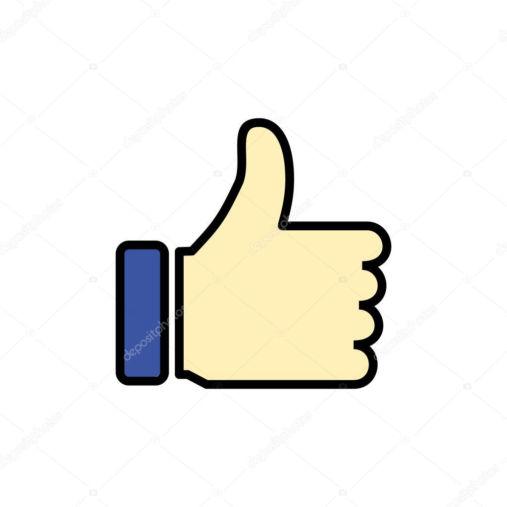 like icon isolated on white background. Thumbs up icon. social media ico