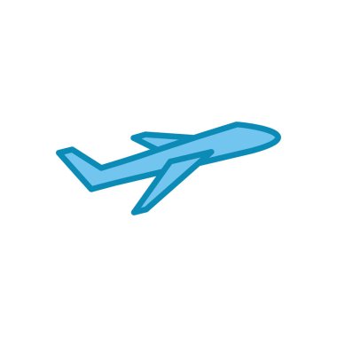 Beyaz arkaplanda izole edilmiş bir uçak simgesi. Uçak vektör simgesi. Uçuş taşıma sembolü. Seyahat elementi çizimi. Tatil sembolü. Hava Planı