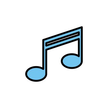 Beyaz arkaplanda müzik simgesi izole edilmiş, müzik vektörü simgesi, Melody, şarkı, not, ses, ses simgesi