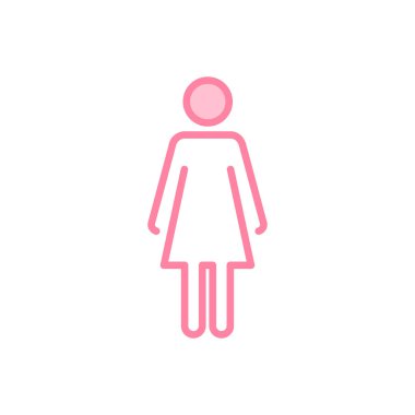 Kadın ikonu. Tuvalet ikonu vektörü. Tuvalet tabelası. Kadınlar tuvaleti işaret vektörü