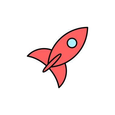 Roket vektör simgesi beyaz arkaplanda izole edildi. Kavram Simgesini Başlat. Başlangıç ico