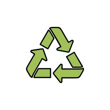 Beyaz arkaplanda izole edilmiş simge vektörünü geri dönüştür. Geri dönüşüm ve ambalaj işareti. çevre ico