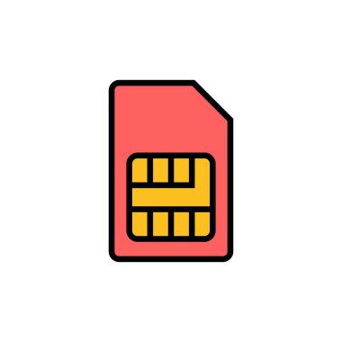 Beyaz arkaplanda Sim kart simgesi vektörü izole edildi. Mobil yuva simgesi. Cep telefonu sim kart çipi