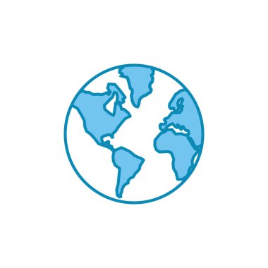 Dünya haritası simgesi beyaz arkaplanda izole edildi. Dünya simge vektosu