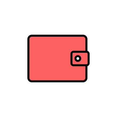 Cüzdan Simgesi beyaz arka planda izole edilmiş modaya uygun düz bir şekilde. Para cüzdanı ico