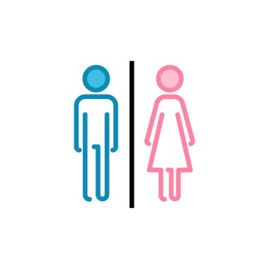 Tuvalet ikonu vektörü beyaz arkaplanda izole edildi. Tuvalet tabelası. Kadın ve erkek tuvalet işaretleri vektörü. Erkek ve dişi Meksika