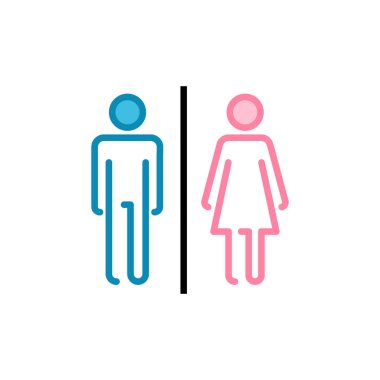 Tuvalet ikonu vektörü beyaz arkaplanda izole edildi. Tuvalet tabelası. Kadın ve erkek tuvalet işaretleri vektörü. Erkek ve dişi Meksika