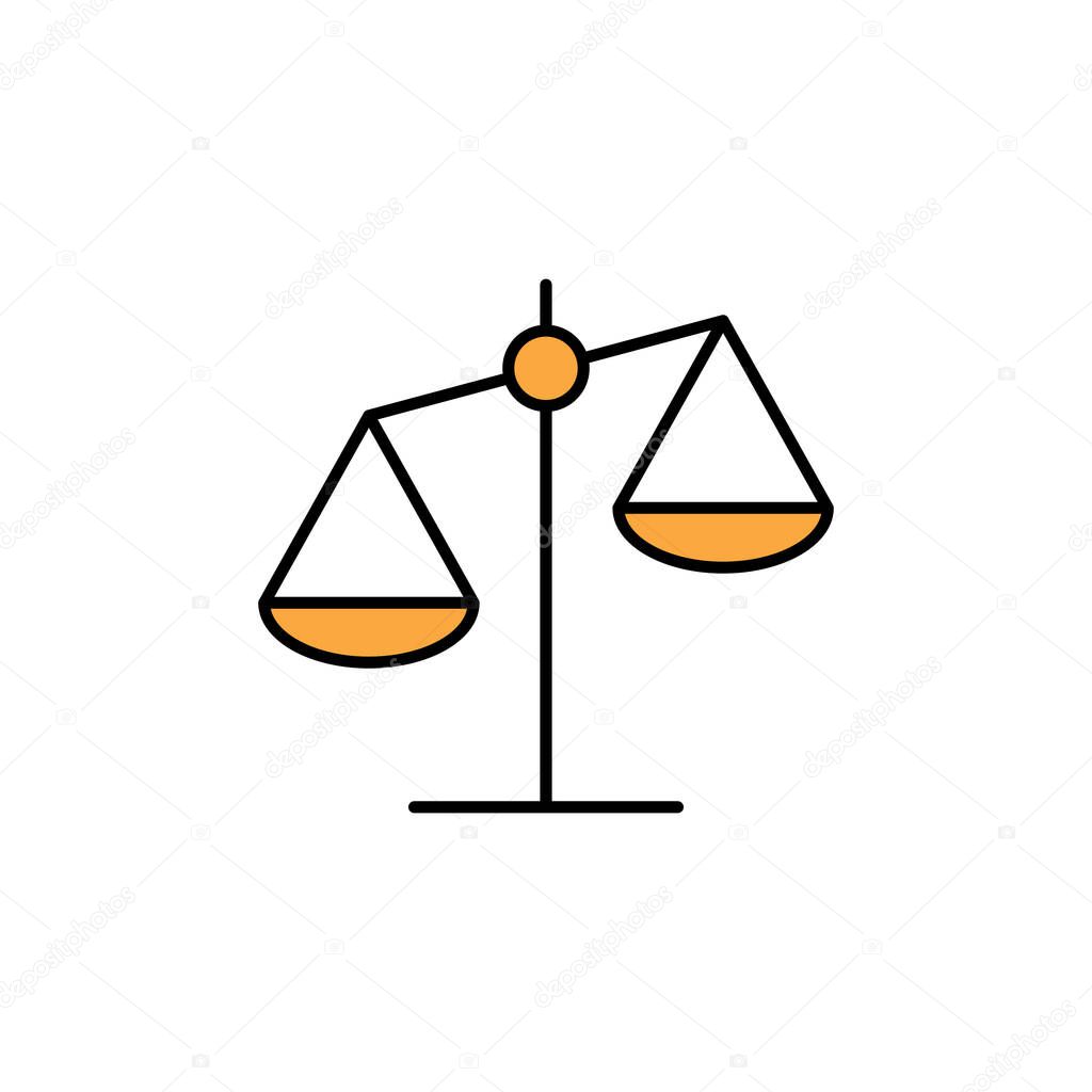 Scales icon isolated on white background. Law scale icon. Scales vector icon. Justic
