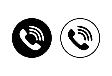 Arama simgeleri beyaz arka plana ayarlandı. Telefon simgesi vektörü. Cep telefonu. Telefon Meksika