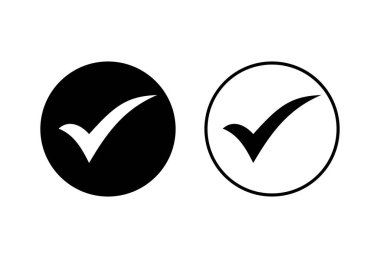 Beyaz arkaplandaki simgeleri kontrol et. İşaret simgesini işaretle. Kontrol listesi simgesi. Tik.