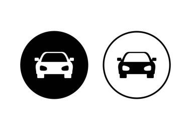 Beyaz arka plana araba simgeleri yerleştirildi. Araba simgesi vektosu