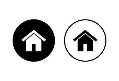 Beyaz arkaplanda ev simgeleri ayarlandı. Ev vektör simgesi. Adresler