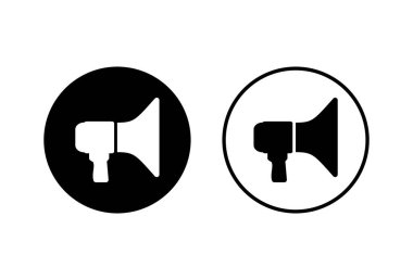 Beyaz arkaplana megafon simgeleri yerleştirildi. Hoparlör ikon vektörü. Cilt ico