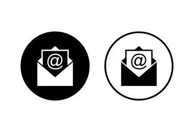 Beyaz arkaplanda e- posta simgeleri ayarlandı. E- posta simgesi. Zarf çizimi. İleti