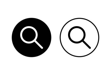 Beyaz arkaplanda arama simgeleri ayarlandı. Cam vektör simgesi. Büyüteç simgesini ara. Fin.