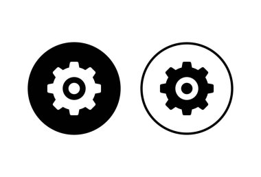 Simgeler beyaz arkaplanda ayarlanıyor. Vektör simgesi ayarlanıyor. Cog Ayarları Simge Sembolü. Gea