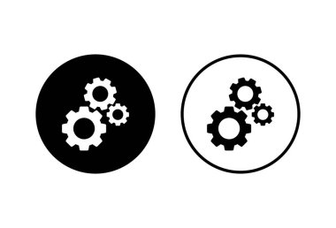 Simgeler beyaz arkaplanda ayarlanıyor. Vektör simgesi ayarlanıyor. Cog Ayarları Simge Sembolü. Gea