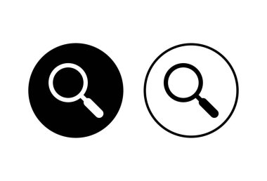 Beyaz arkaplanda arama simgeleri ayarlandı. Cam vektör simgesi. Büyüteç simgesini ara. Fin.