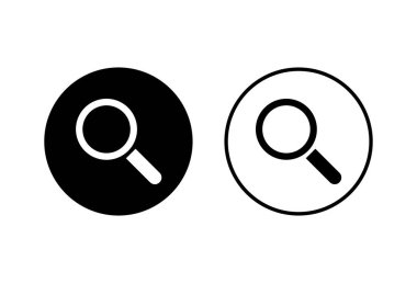 Beyaz arkaplanda arama simgeleri ayarlandı. Cam vektör simgesi. Büyüteç simgesini ara. Fin.