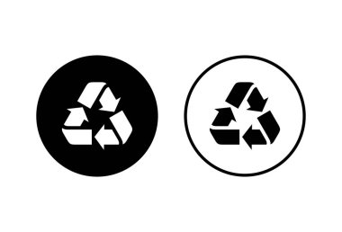 Geri dönüşüm simgeleri beyaz arkaplandaki vektörü ayarlar. Geri dönüşüm ve ambalaj işareti. çevre ico