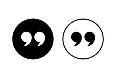 Alıntı simgeleri beyaz arkaplanda ayarlandı. Alıntı işareti simgesi. Tırnak işareti sembolü