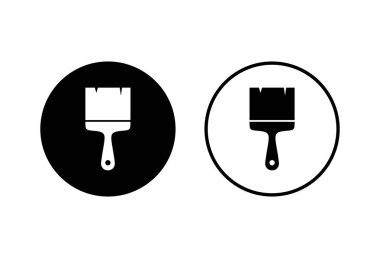 Boya simgeleri beyaz arkaplanda ayarlandı. Fırça vektör simgesini boya. Boya silindiri ico