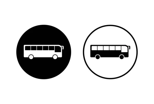 バスアイコンは白い背景に設定されています 黒いバスベクトルIco — ストックベクタ