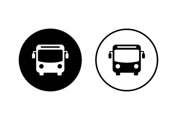 Bus Icons Set White Background Black Bus Vector Ico — Stock Vector