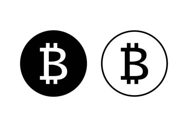 Bitcoin Jel Ikonok Beállítva Fehér Háttérrel Kripto Pénznem Szimbólum Blokkoló — Stock Vector