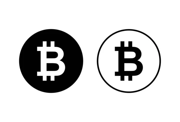 Ícones Sinal Bitcoin Definido Fundo Branco Símbolo Criptomoeda Corrente Bloqueio — Vetor de Stock