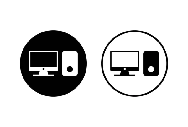 Icônes Ordinateur Réglées Sur Fond Blanc Vecteur Icône Icône Moniteur — Image vectorielle