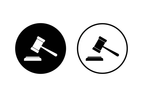 Gavel Icons Set White Background Hammer Icon Vector Judge Gavel — Stock Vector