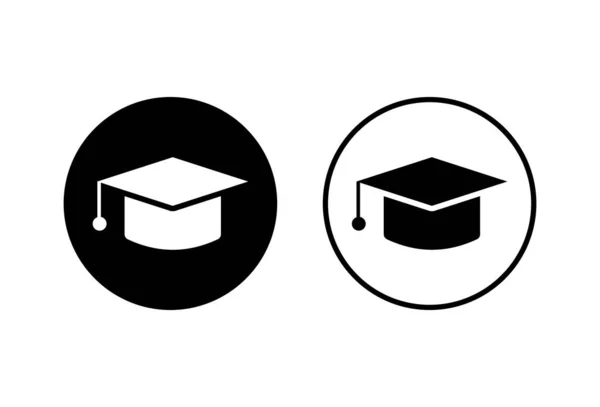 Bildungs Symbole Setzen Vektor Auf Weißem Hintergrund Mützen Ikone Abschluss — Stockvektor