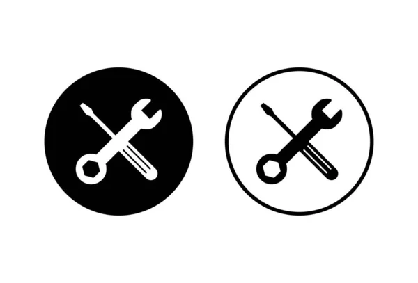 Reparatur Symbole Auf Weißem Hintergrund Schraubenschlüssel Und Schraubenzieher Symbol Einstellungen — Stockvektor