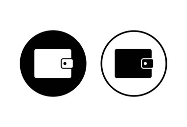 Cüzdan Simgeleri beyaz zemin üzerinde modaya uygun düz bir şekilde ayarlandı. Para cüzdanı ico