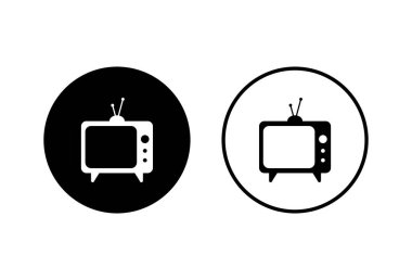 Beyaz arkaplanda TV vektör simgeleri ayarlandı. Tv ico