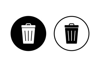 Beyaz arkaplanda çöp simgeleri ayarlandı. Çöp kutusu simgesi. Simge vektörünü sil