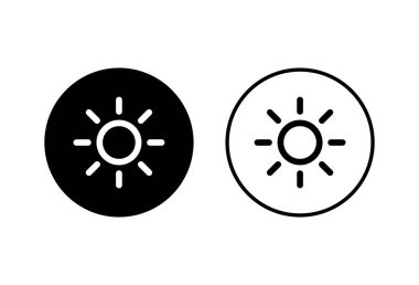 Beyaz arkaplanda güneş simgeleri var. Güneş vektörü ico
