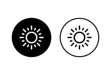 Beyaz arkaplanda güneş simgeleri var. Güneş vektörü ico